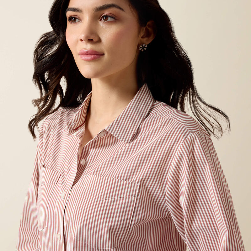 WOMENS EVERYTHING BURNT HENNA STRIPE LS