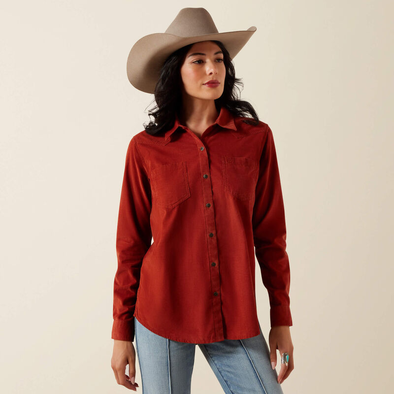WOMENS BILLIE JEAN BURNT HENNA LS