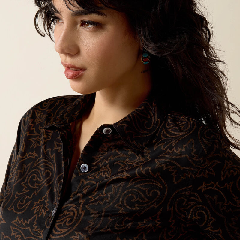 WOMENS HOMESTYLE LONG SLEEVE BUTTON DOWN