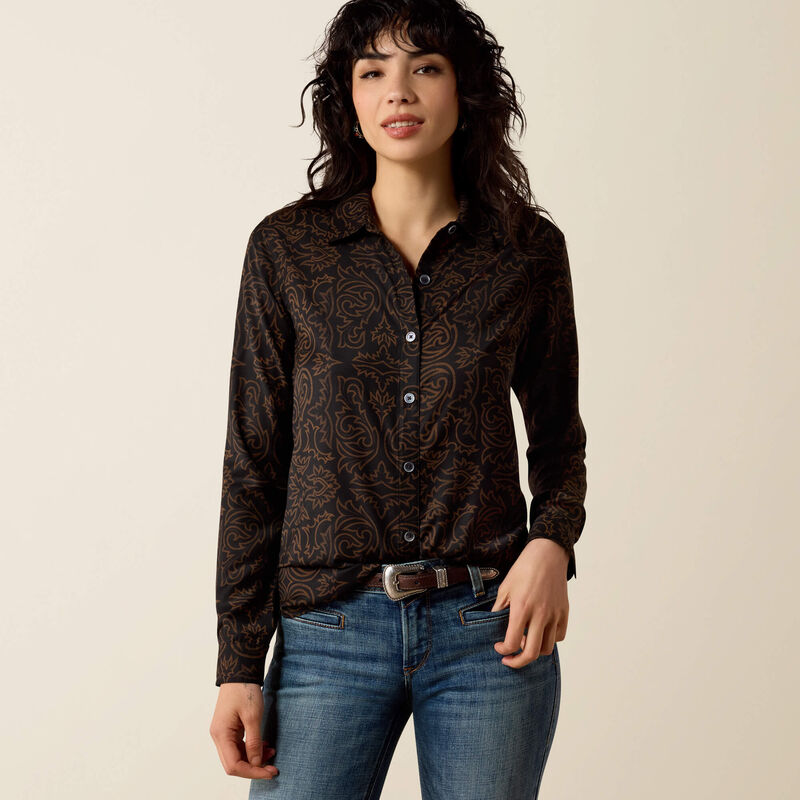 WOMENS HOMESTYLE LONG SLEEVE BUTTON DOWN