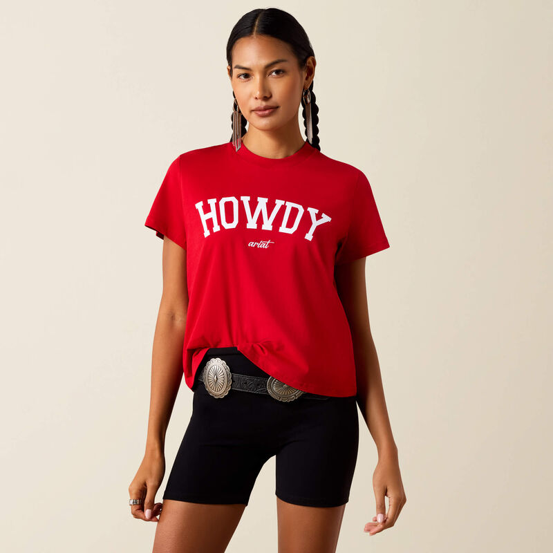 WOMENS COLLEGIATE HOWDY CRIMSON TEE