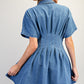 PLEATED DENIM DRESS