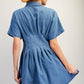 PLEATED DENIM DRESS