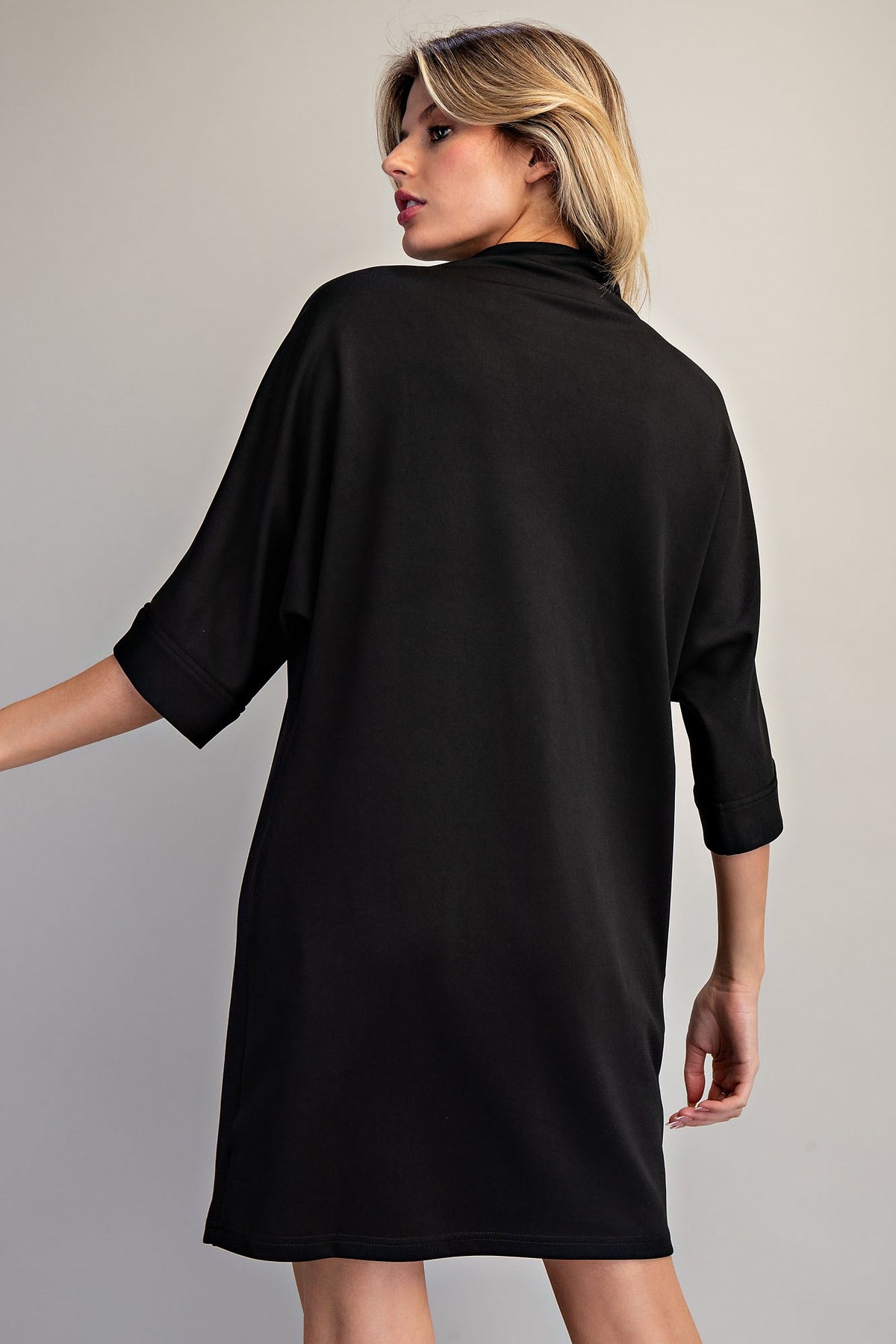 MOCK NECK MINI BLK DRESS