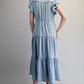 DENIM TIERED MAXI DRESS