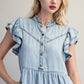 DENIM TIERED MAXI DRESS