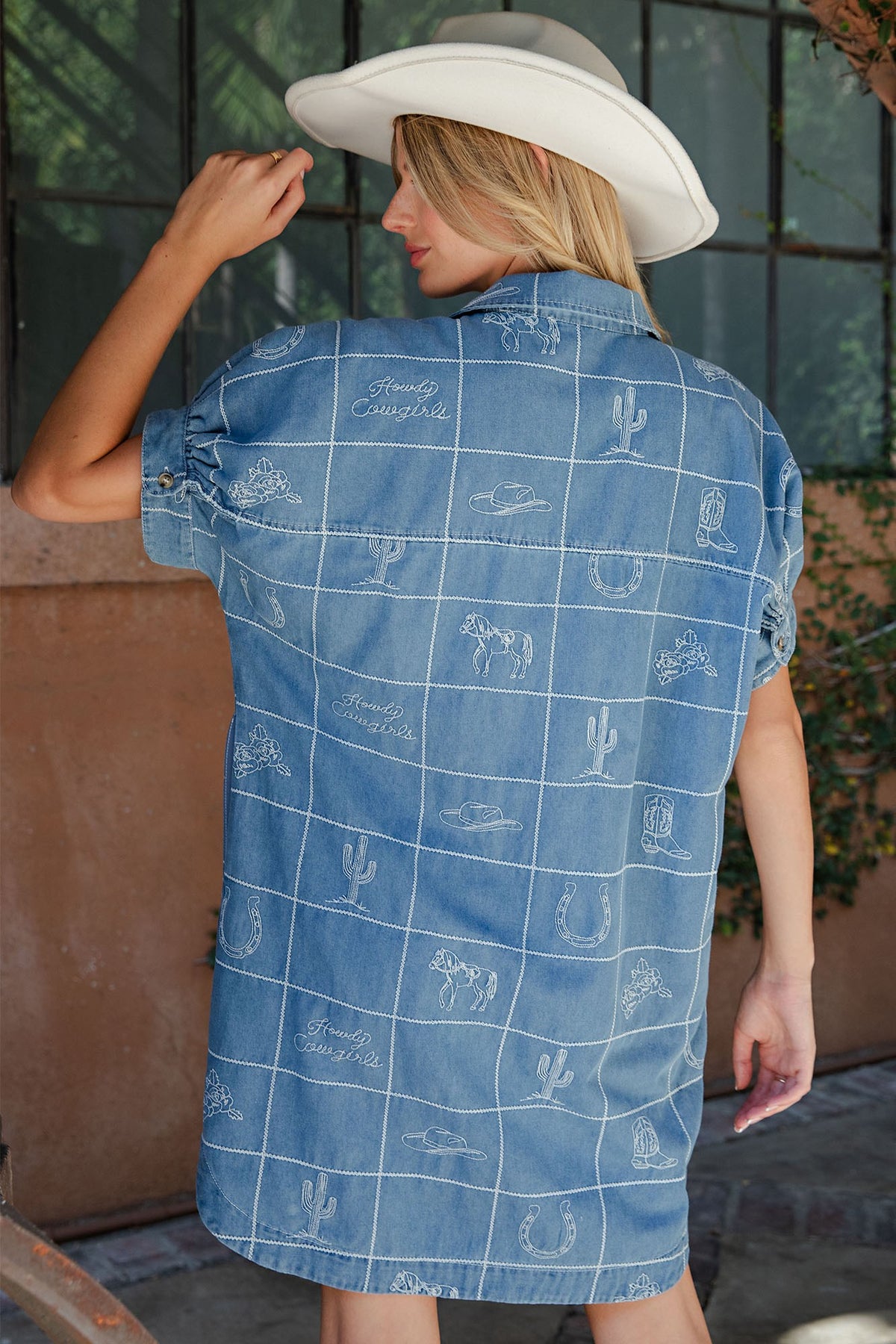 WESTERN GRID DENIM DRESS