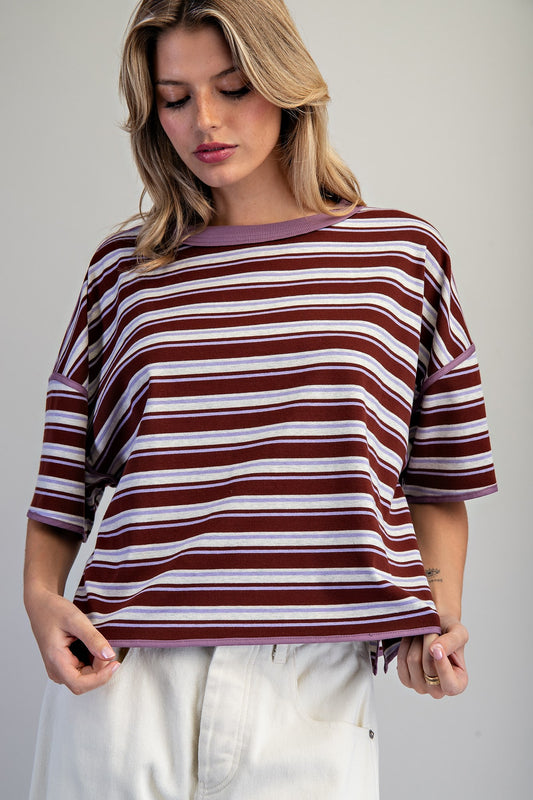 FIG JAM BOXY STRIPED SS TOP
