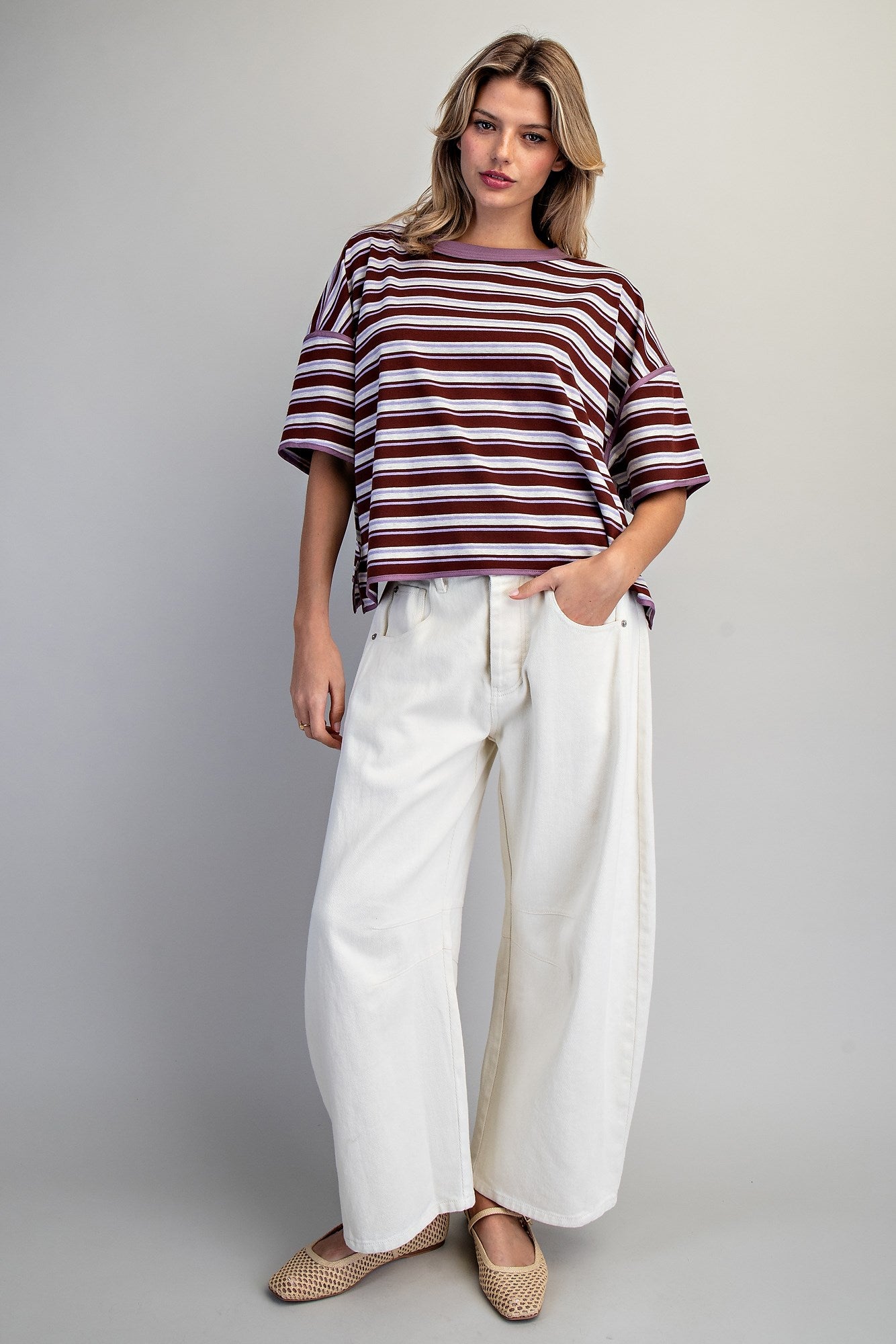 FIG JAM BOXY STRIPED SS TOP