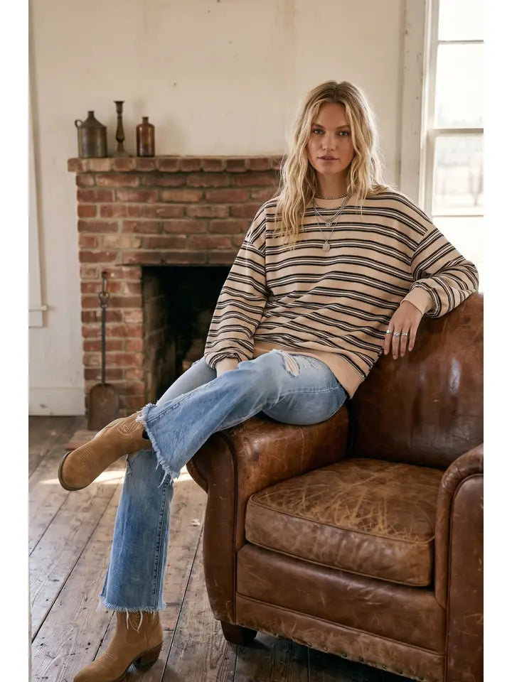 STRIPE BEIGE MIX TOP