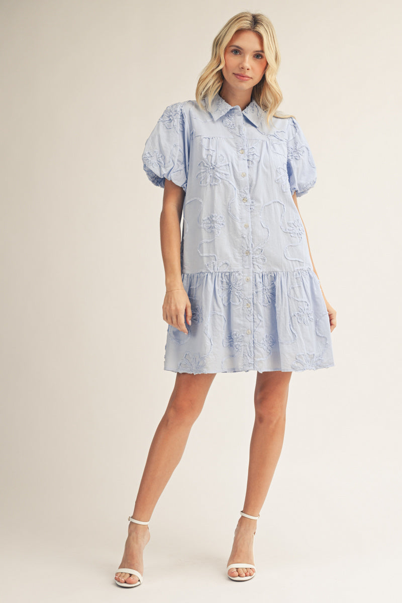 3D FLORAL BLUE DRESS