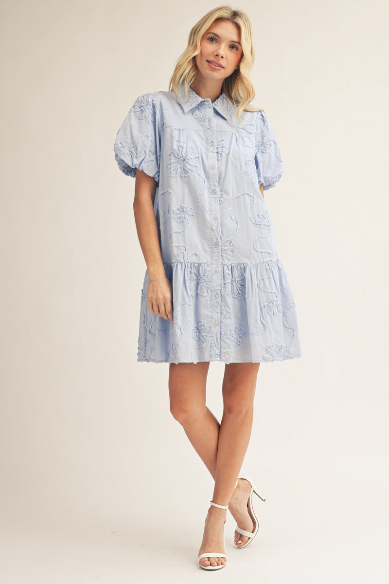 3D FLORAL BLUE DRESS