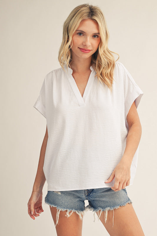 V-NECK SOLID WHITE TOP
