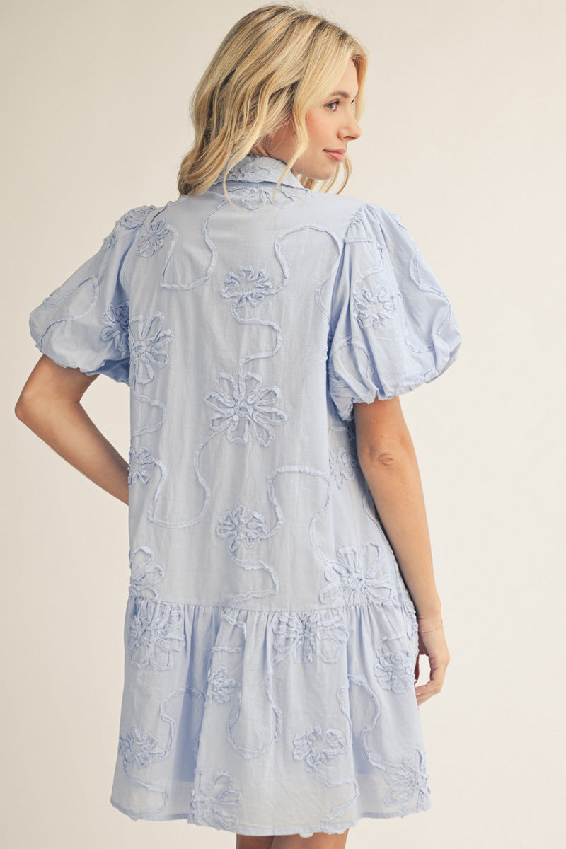 3D FLORAL BLUE DRESS