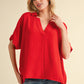 BOXED COLLAR SS RED TOP