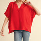 BOXED COLLAR SS RED TOP