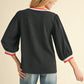 U NECK BLACK STRIPE TOP