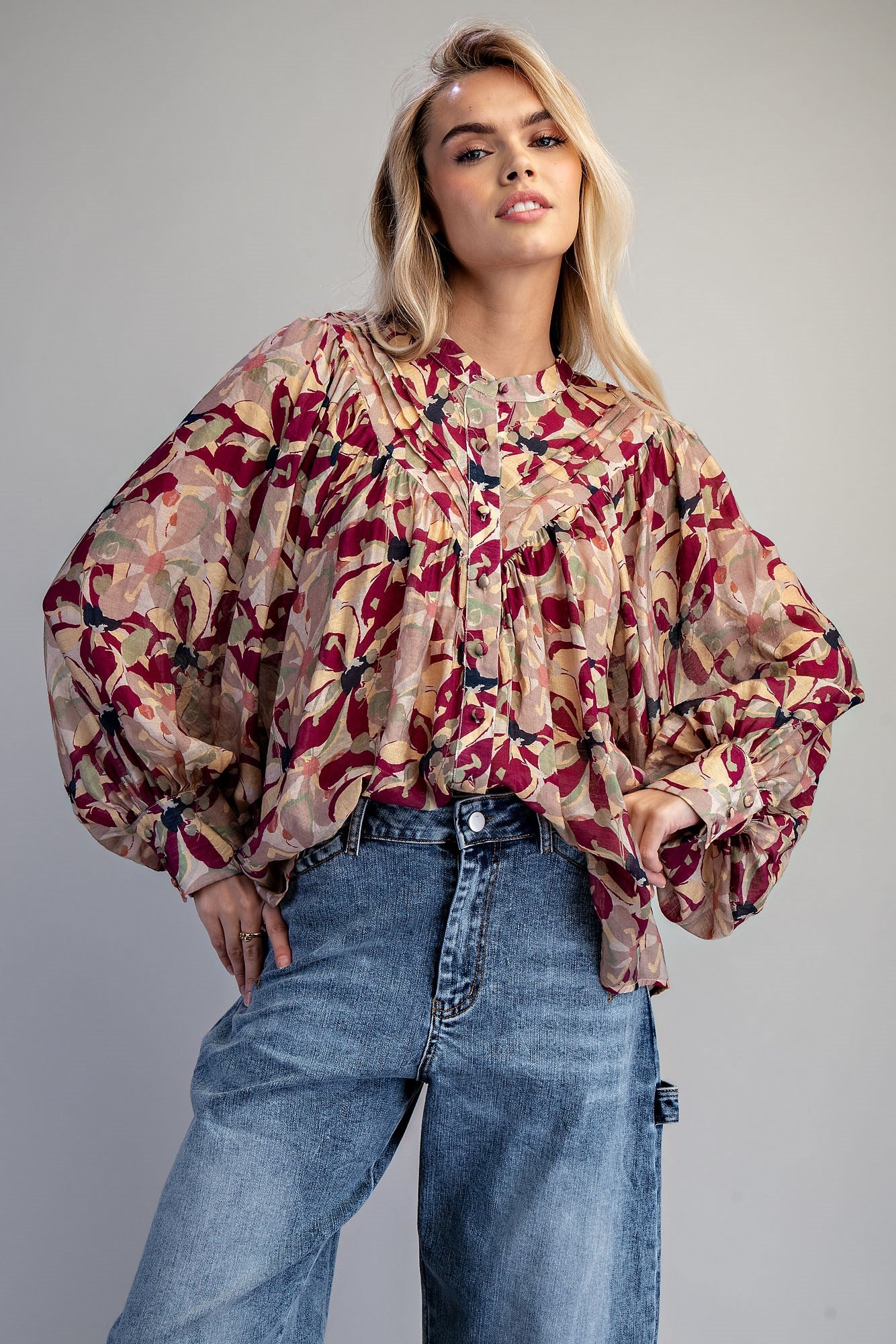 BOTANICAL WINE LS BLOUSE
