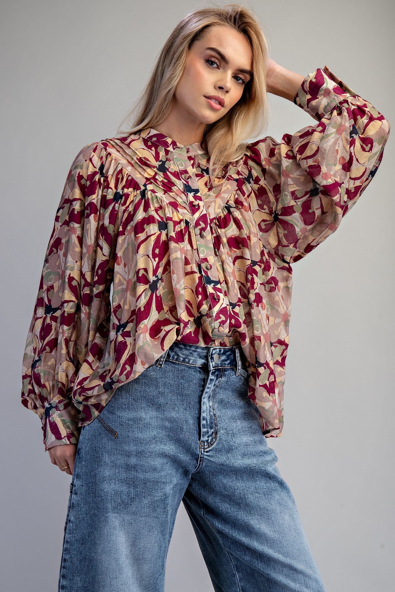 BOTANICAL WINE LS BLOUSE