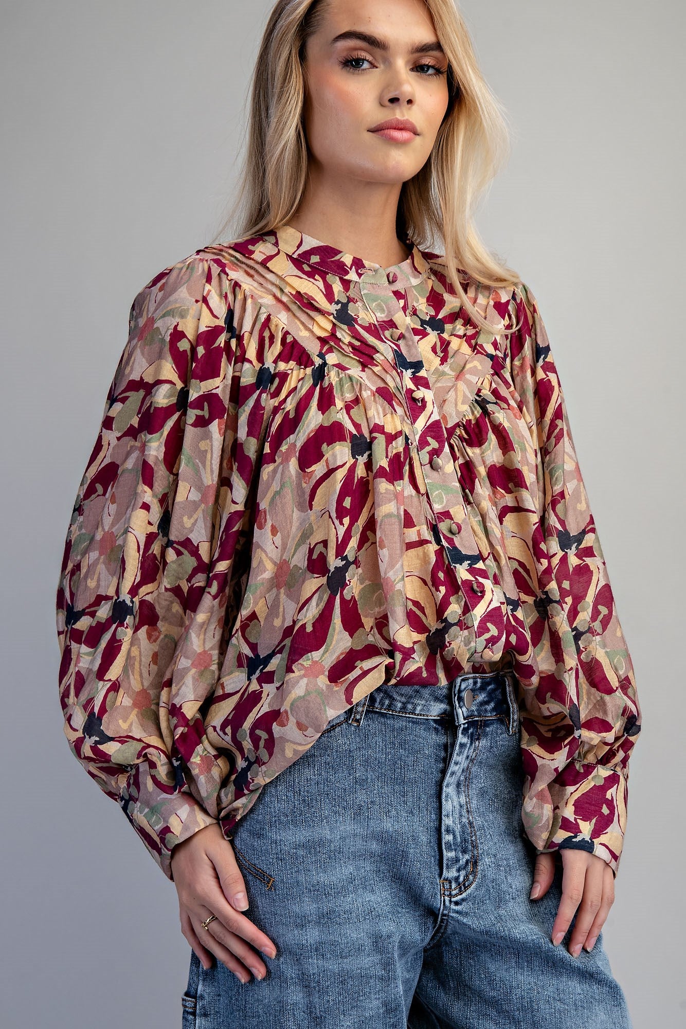 BOTANICAL WINE LS BLOUSE