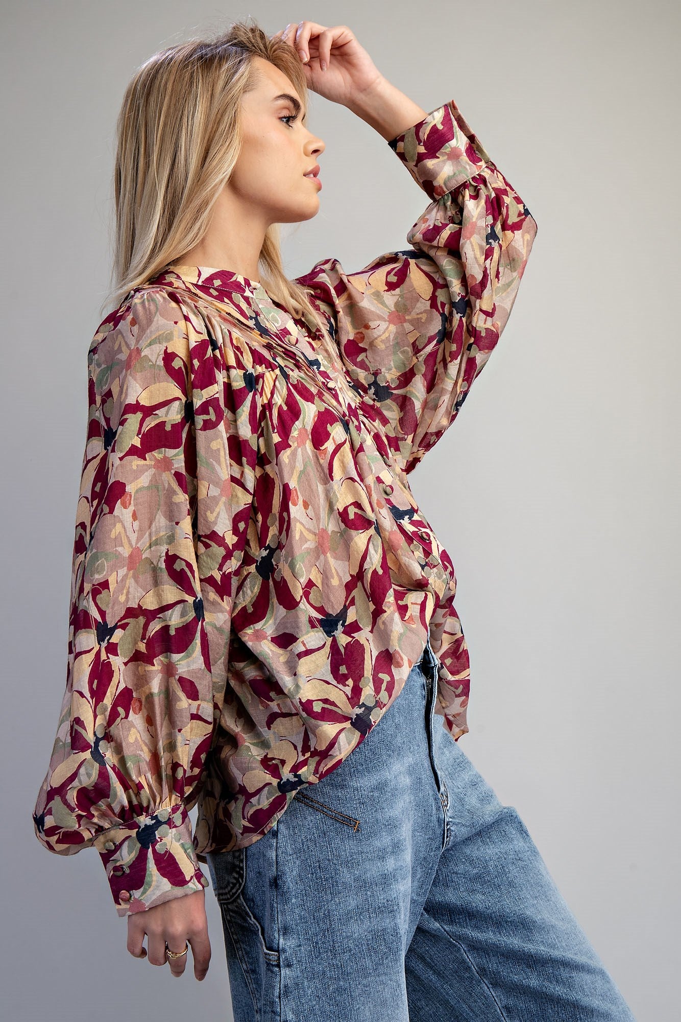 BOTANICAL WINE LS BLOUSE