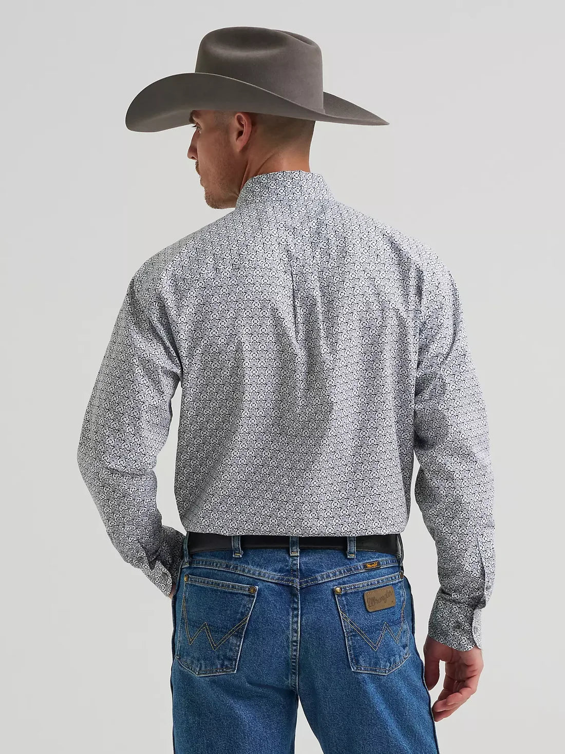 GEORGE STRAIT WHITE/GREEN PRINT LONG SLEEVE