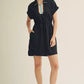 ZIP TIE WAIST BLACK DRESS