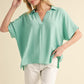 BOXED COLLAR SS MINT TOP