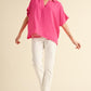 BOXED COLLAR SS HOT PINK TOP