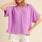 BOXED COLLAR SS ORCHID TOP