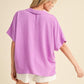 BOXED COLLAR SS ORCHID TOP