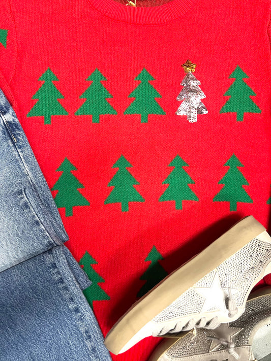 CHRISTMAS TREE GLITTER SWEATER