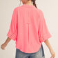 DROP SHOULDER 3/4 NEON PINK SS TOP