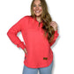 QUILTED HOT CORAL PULLOVER