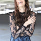 WM LACE BLACK LS TOP