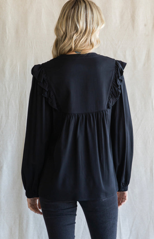 Multi Emb. Black Yoke LS Top