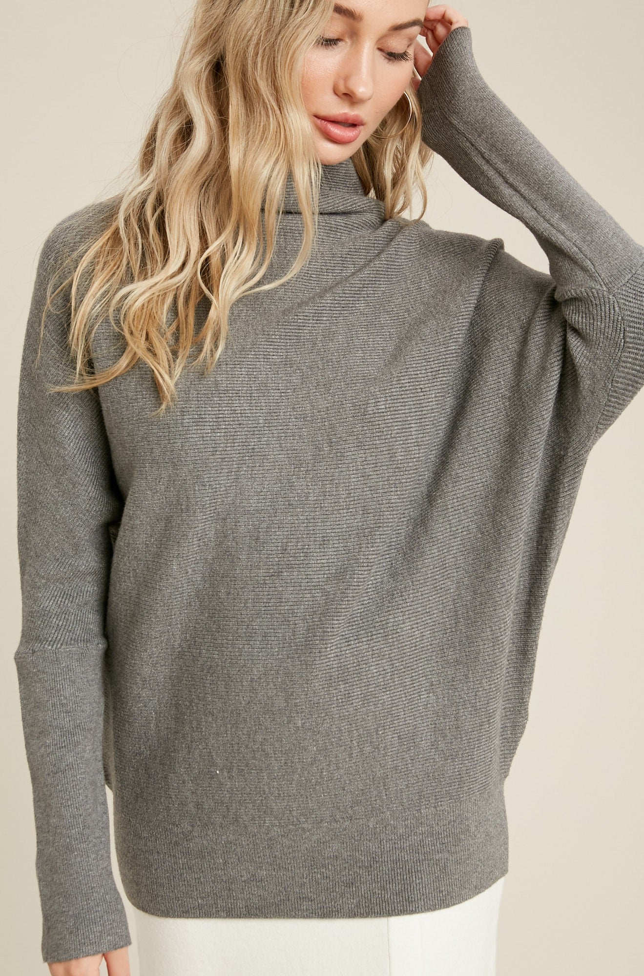 DOLMAN GREY LS PULLOVER