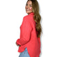 QUILTED HOT CORAL PULLOVER