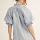 NOTCHED STRIPE BLUE TOP
