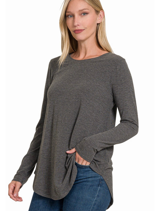 Round Hem Neck LS Top