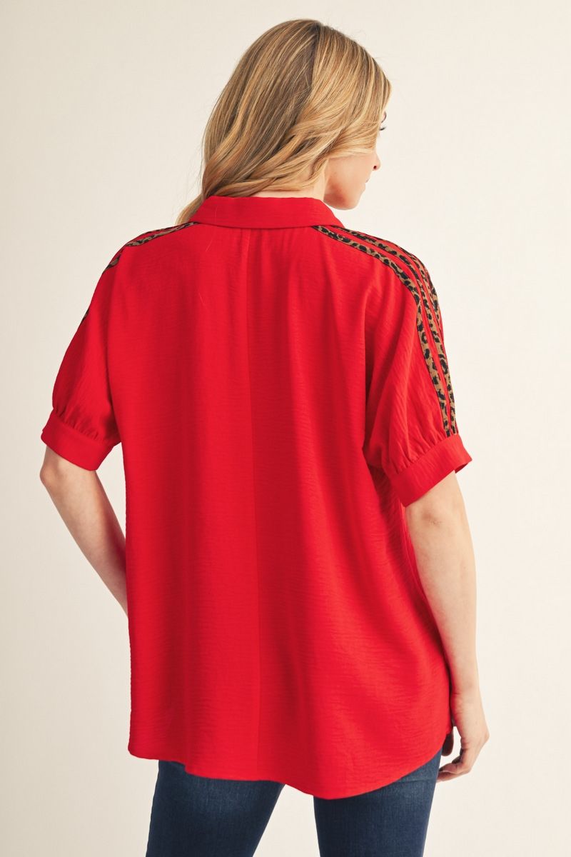 LEOPARD CONTRAST RED TOP