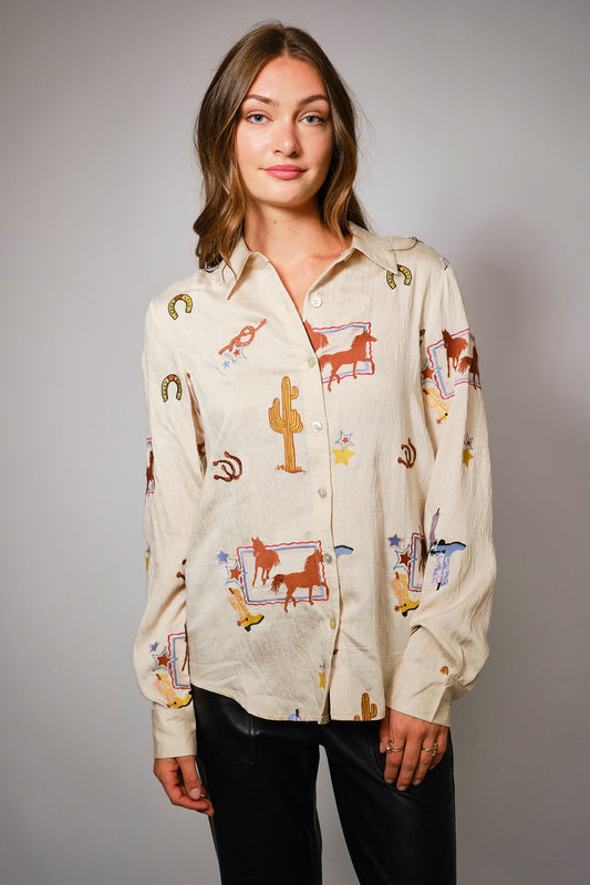WESTERN EMB LS SHIRT