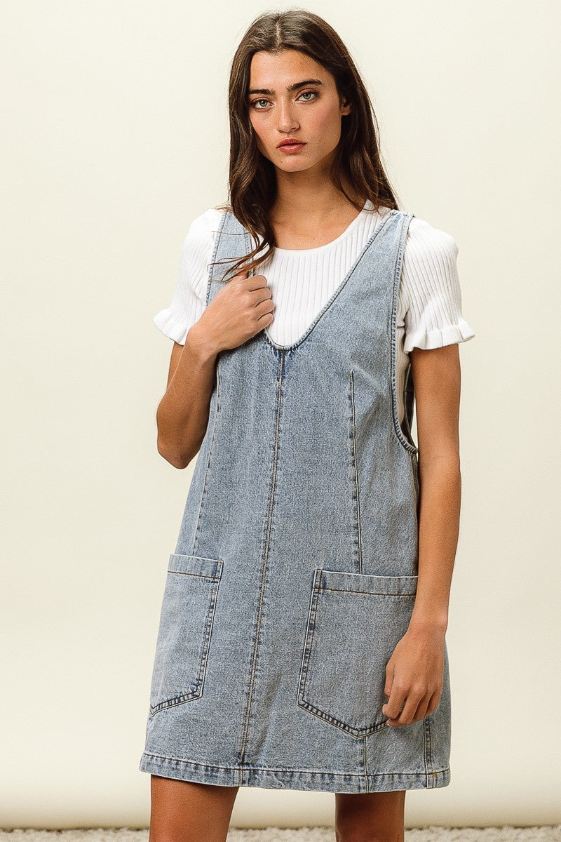 DENIM SUSPENDER DRESS