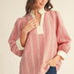 GINHAM TEXTERED RED TOP