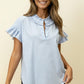 FRILL STRIPE BLUE TOP