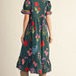 FLORAL MIDI HUNTER GREEN DRESS