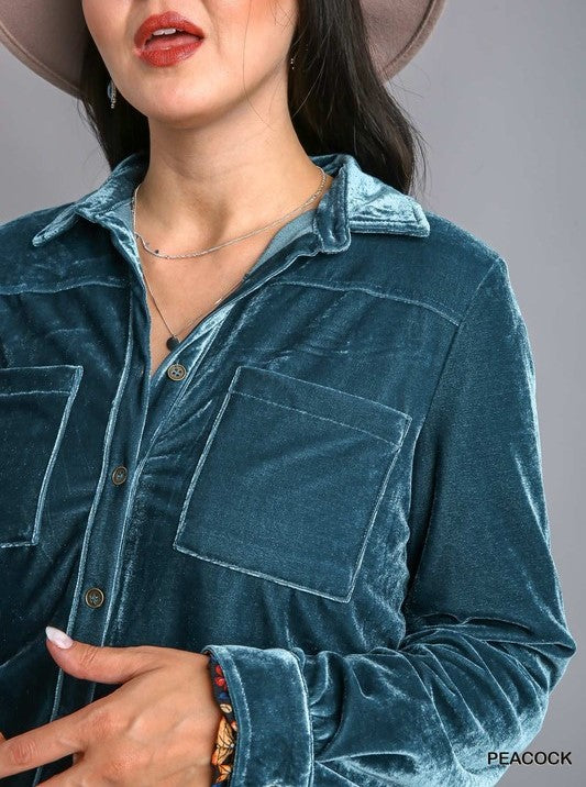 Umgee Velvet LS Peacock Top – Stockman's Boutique