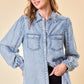 DENIM POCKET SNAP LS