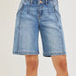 SEAMED DENIM JORTS