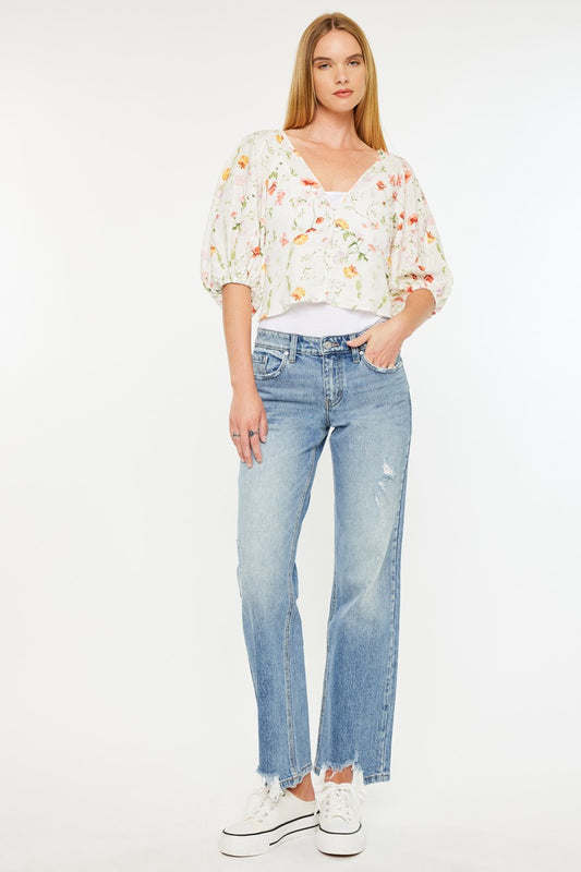 KANCAN MID RISE TRUE STRAIGHT JEAN